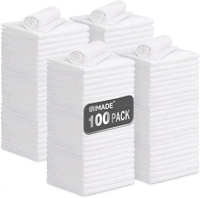 Shop Towels, 100 Pack Commercial Grade Work Rags Microfiber Towels by Unimade