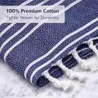 Clotho 4 Pack Navy Blue Turkish Hand Towels - Image 6
