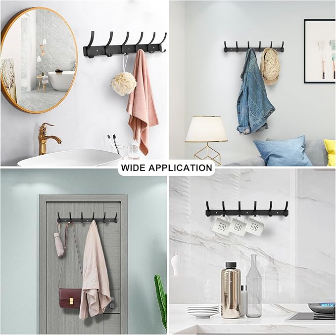 Coat Rack Wall Mounted, 6 Coat Hooks - Image 4