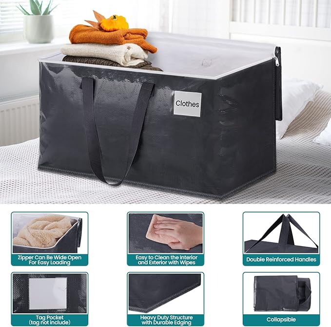 Moving Bags Heavy Duty with Strong Zippers and Handles Collapsible Moving - Image 3