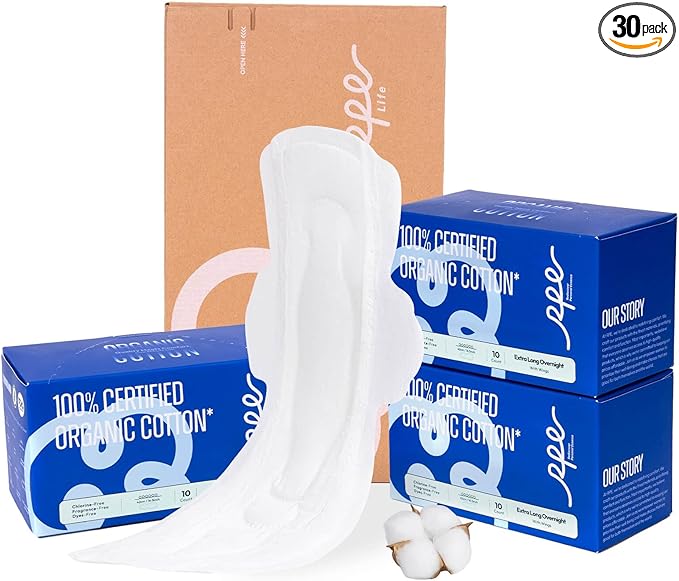 100% Organic Super Long Overnight Pads by RPELife