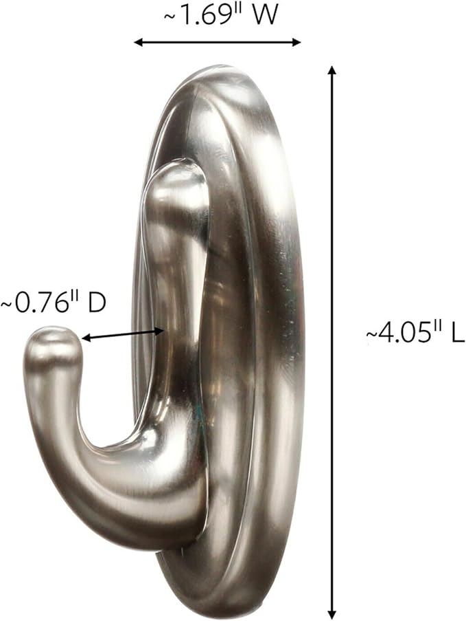 Command 5 lb Large Brushed Nickel Color Hooks, Damage Free Coat Hooks - Image 2