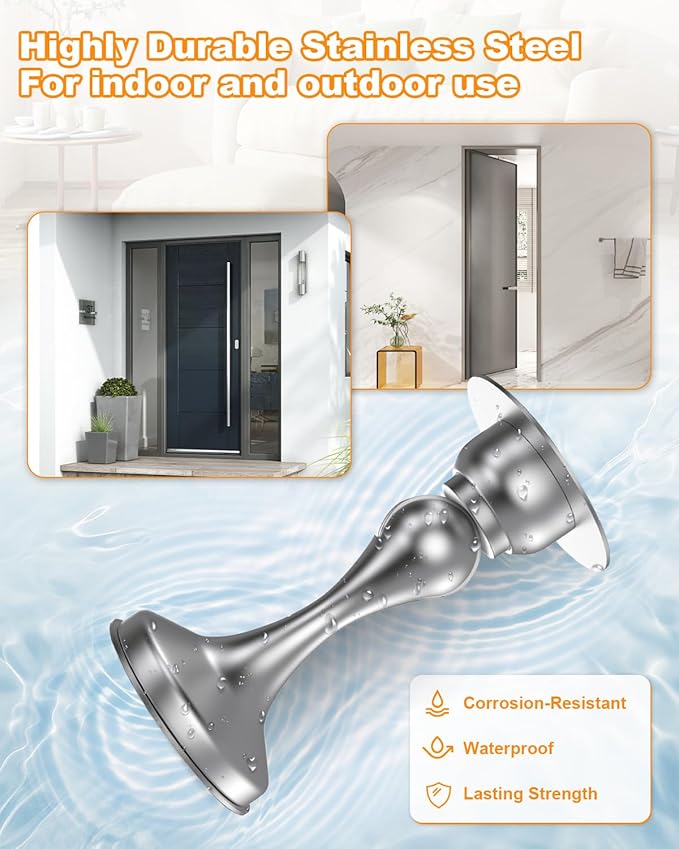 Crosize Magnetic Door Stoppers 8 Pack, Stainless Steel Door Stops - Image 6