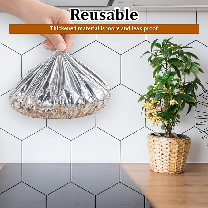60 PCS Reusable Aluminum Foil Covers, Aluminum Foil Food Covers, Durable and - Image 7