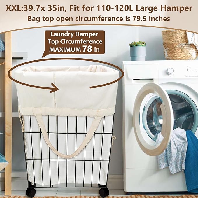 Canvas Laundry Bag 40"W x 35"H, Thick Laundry Bag - Image 7