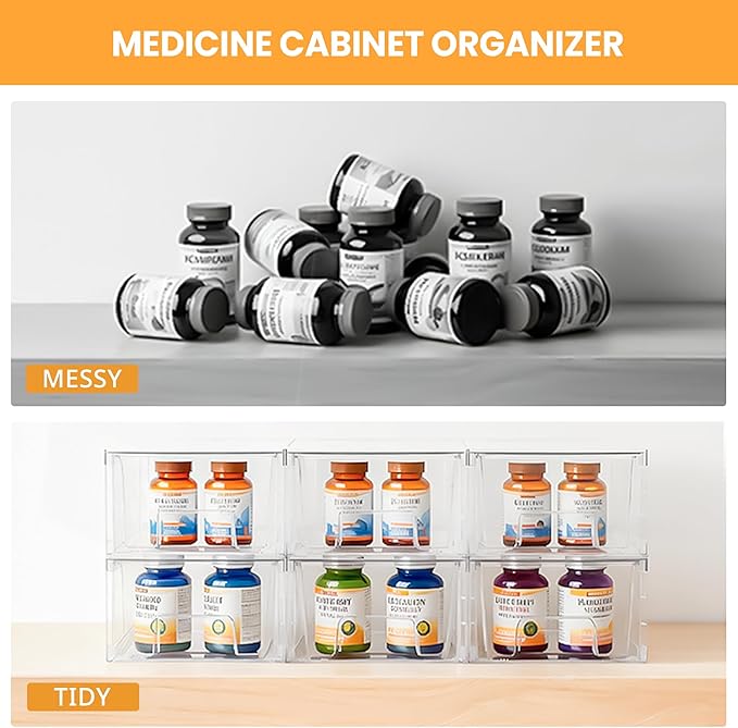 6 Pack Stackable Storage Drawers, Plastic Organizers Bins, Drawers Storage - Image 6