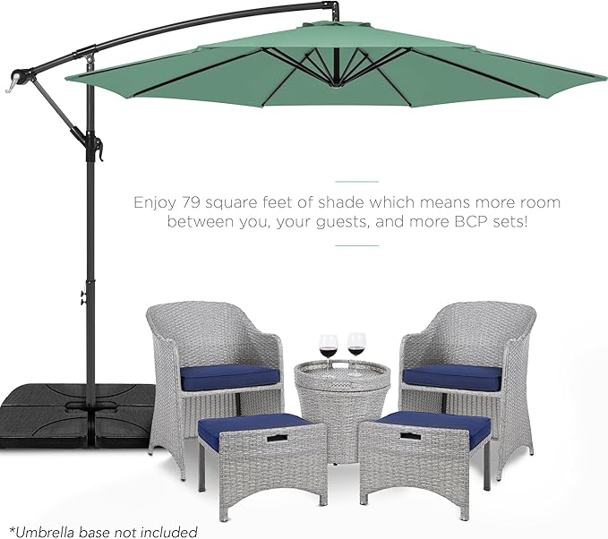 Best Choice Products 10ft Offset Cantilever Hanging Market Patio Umbrella, 8 Sturdy Ribs, Easy Adjustment - Seaglass - Image 2