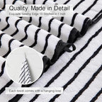 Oliven 8 Pcs Black White Cabana Stripe Large Bath Towel Set Oversize Bath - Image 6
