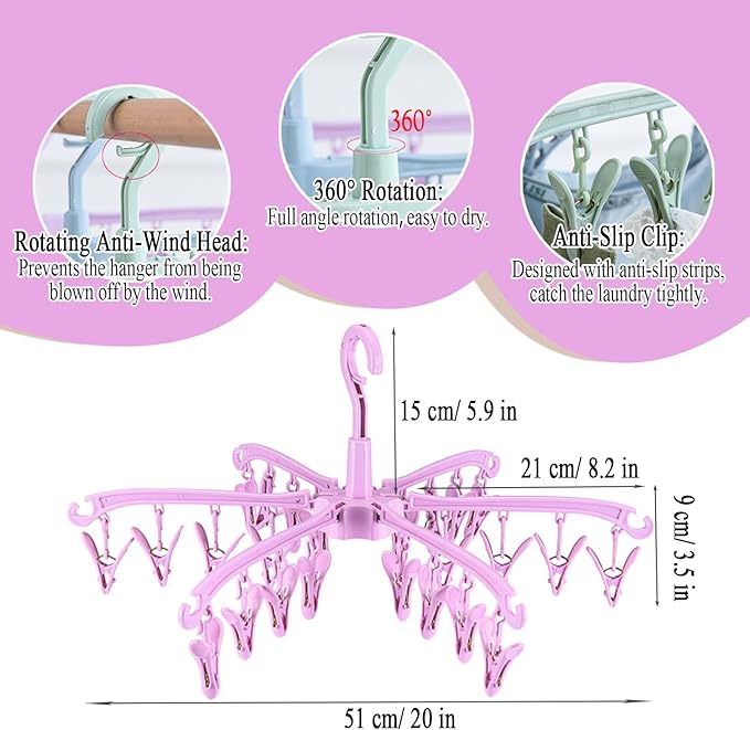 Foldable Drying Rack with 24 Clips - Image 2