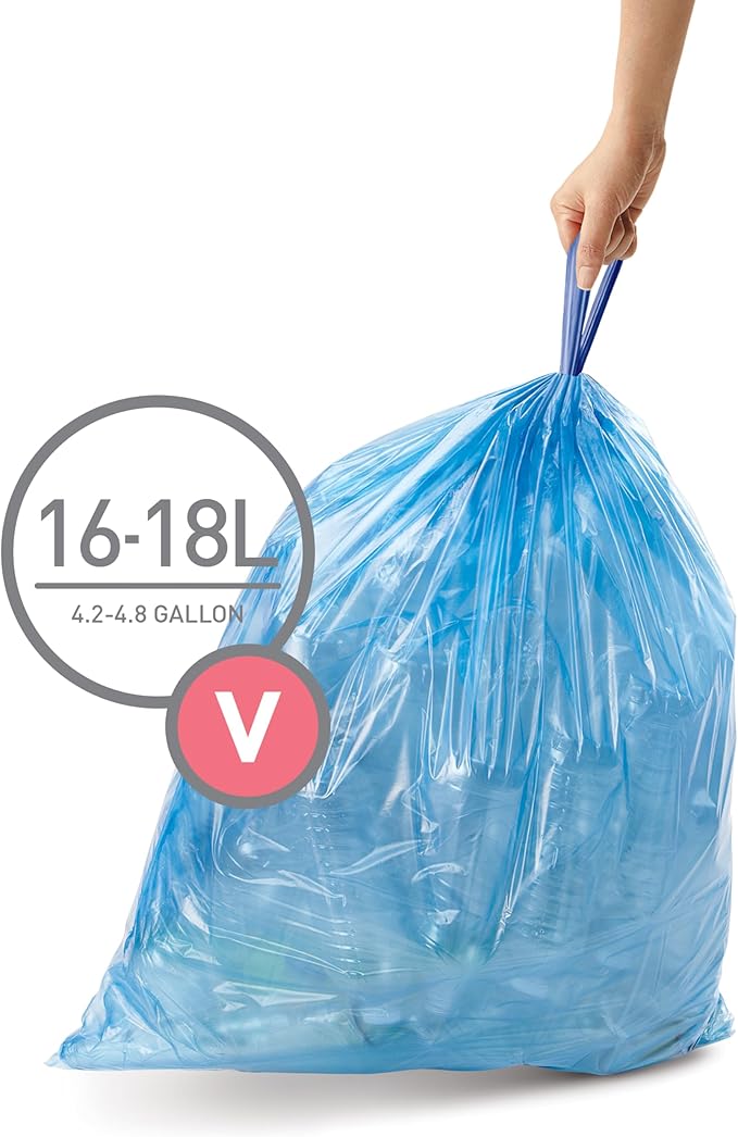 simplehuman Code V 60 Count, Genuine Custom Fit Liners, Drawstring Trash Bags - Image 2
