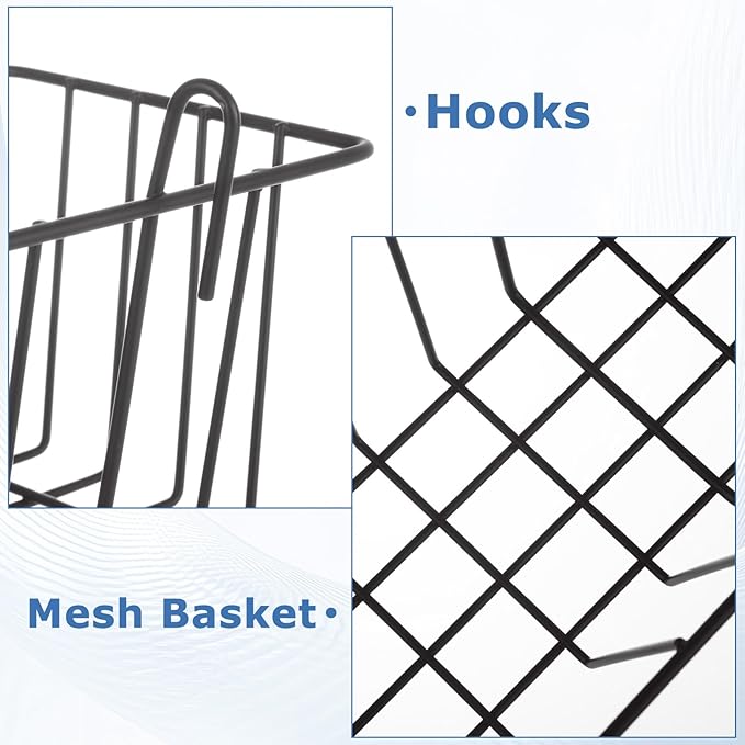 8Pcs Wire Basket, Grid Panel Hanging Wire Baskets, - Image 5