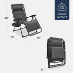 Best Choice Products Oversized Padded Zero Gravity Chair, Folding Outdoor Patio Recliner, XL Anti Gravity Lounger for Backyard w/Headrest, Cup Holder, Side Tray, Polyester Mesh - Gray - Image 2