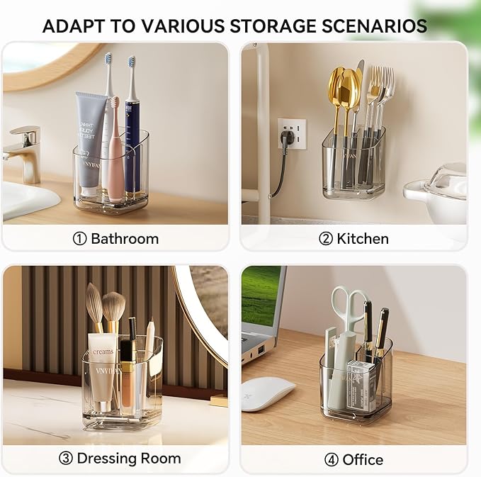 Toothbrush Holders for Bathrooms, 3 Slots Detachable Toothbrush Holder Wall - Image 7