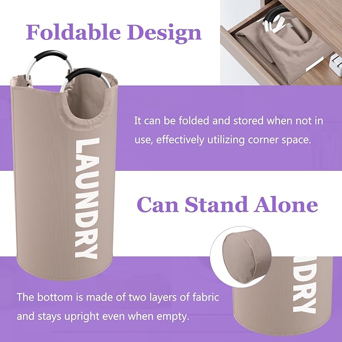 95L Folding Laundry Basket for Singles, Large Laundry Hamper - Image 3
