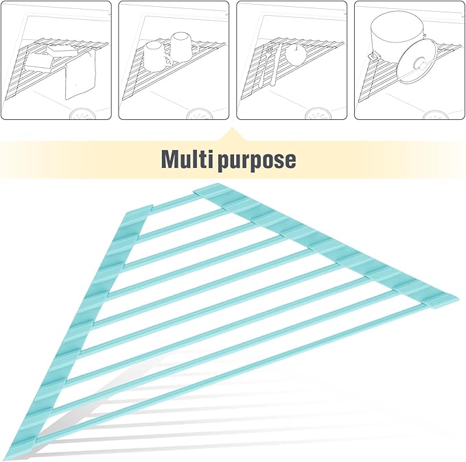 Tomorotec Compact Silicone-Coated Triangle Dish Drying Rack - Image 7
