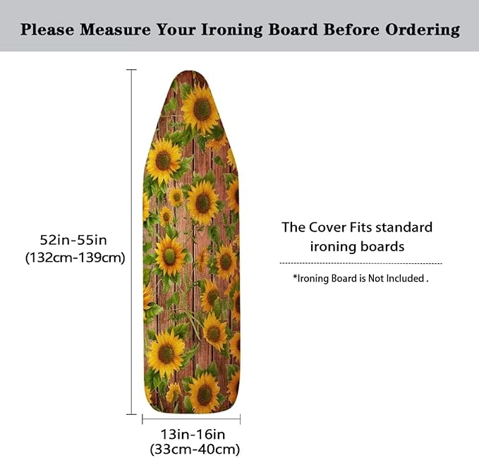 Sunflower Ironing Board Cover, Heavy Duty Padded Standard Size, Resist - Image 5