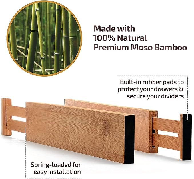 6 Pack Bamboo Drawer Dividers - Image 8