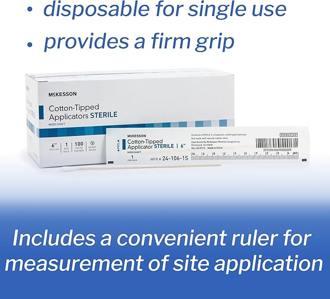 McKesson Cotton Tipped Applicator, 6 in Long Sterile Medical Swabs, - Image 2