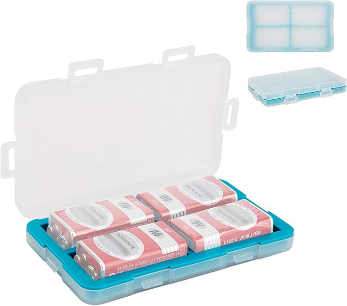 JJC 9V Battery Case for 4x 9V, Water-Resistant & Shockproof, 9V Battery Storage by JJC