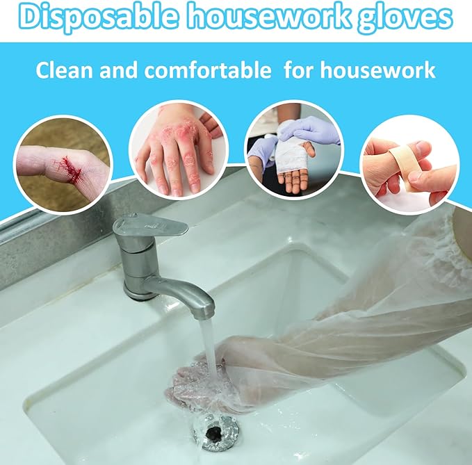 20Pcs Long Disposable Gloves, 23.6inch Cleaning Gloves Elbow Length Plastic - Image 7