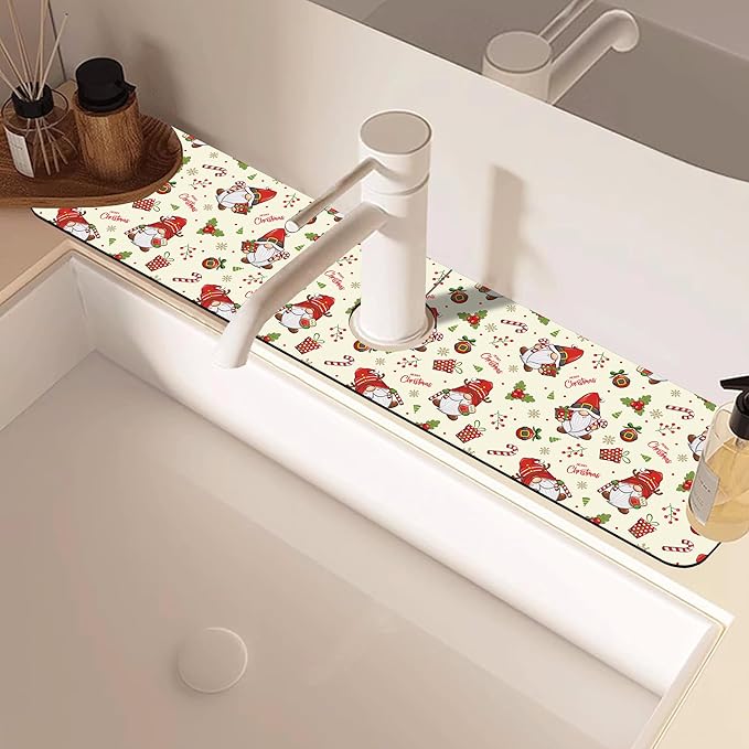 Christmas Santa Claus Kitchen Sink Splash Guard Mat Absorbent Fast Drying Mat - Image 2