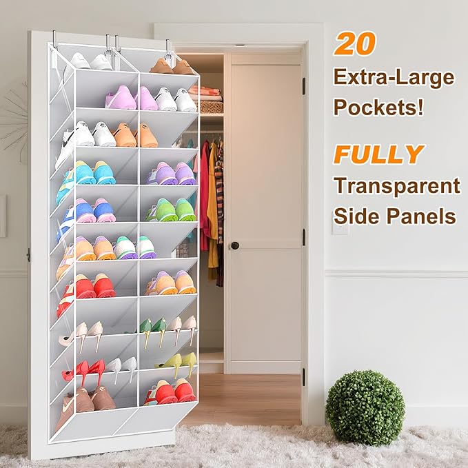 20-30 Pairs Over the Door Shoe Organizer, 10-Tier Door Shoes Rack, Handing - Image 3