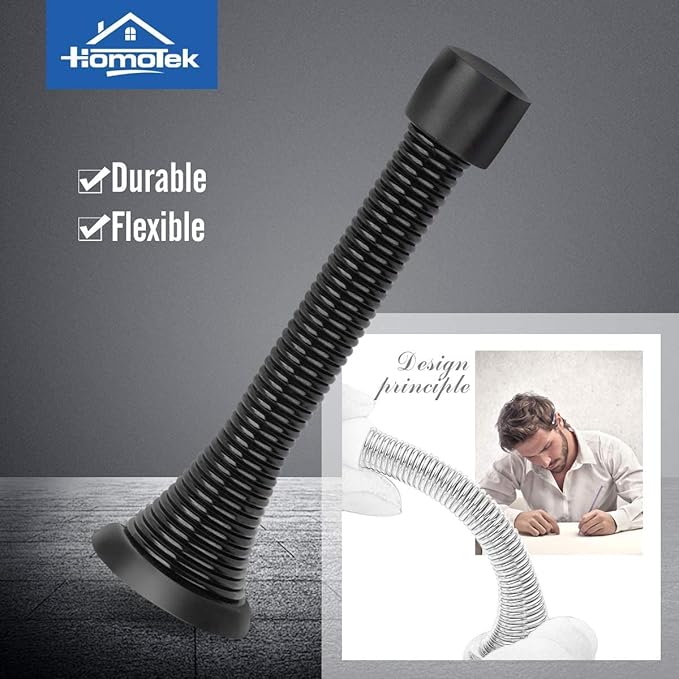 HOMOTEK 1 Pack Black Spring Door Stops, 3-1/8" Heavy Duty Door Stop - Image 2