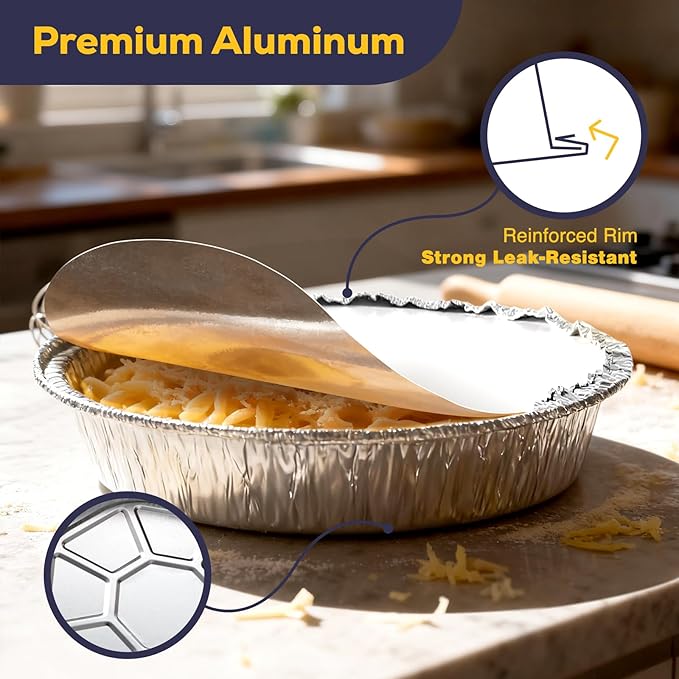 Fit Meal Prep 45 Pack 9” Round Aluminum Foil Pans - Image 3