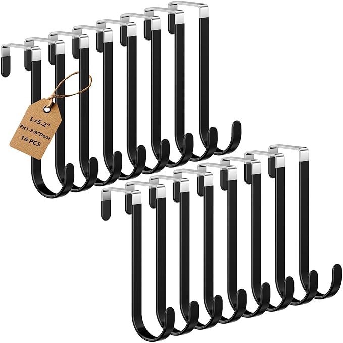 16 Pack Over The Door Hooks, Door Hanger Hook, Towel Hooks by Optish