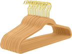 MIZGI Camel Velvet Hangers 60 Pack, Premium Gold Clothes Hangers Non-Slip Felt by MIZGI