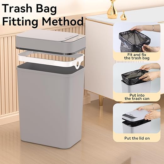 3 Pack Bathroom Trash Can 2.6 Gallon Small Touchless Automatic Motion Sensor - Image 5