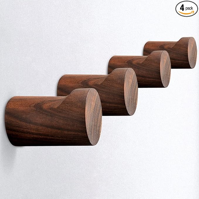 Natural Wood Wall Hooks, for Hanging Coat Towel Cap Bag Purses Jacket Backpack by COCOYA