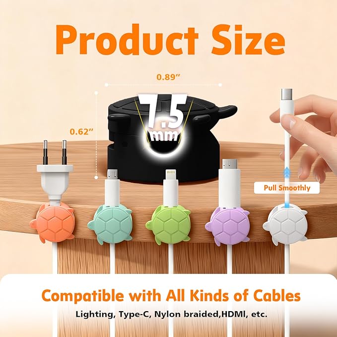8 Pack Rotatable Cable Clips, Cord Organizer Spring Clip Cord Holder - Image 4