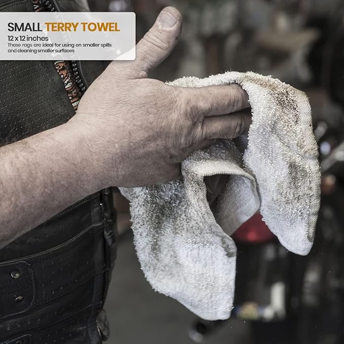 Nabob Wipers Terry Rags 10lb Bulk White Towel Rag Multipurpose 12x12 Inches100% - Image 6
