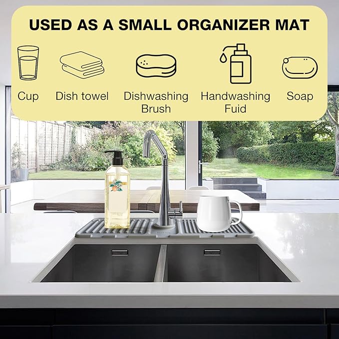 Faucet Mat for Kitchen Sink – Adjustable Silicone Sink Splash Guard - Image 4