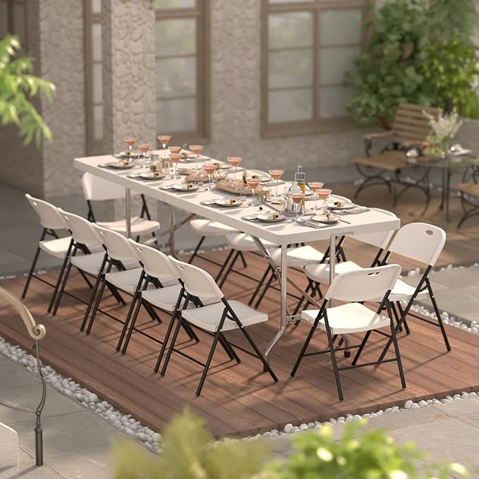 Nazhura 350 Weight Limit Heavy Duty Plastic Folding Chair with Reinfoced Steel Frame for Indoor and Outdoor, Wedding, Party, Restaurant, Meeting Room, Patio and Garden (White, 8 Pack) - Image 7