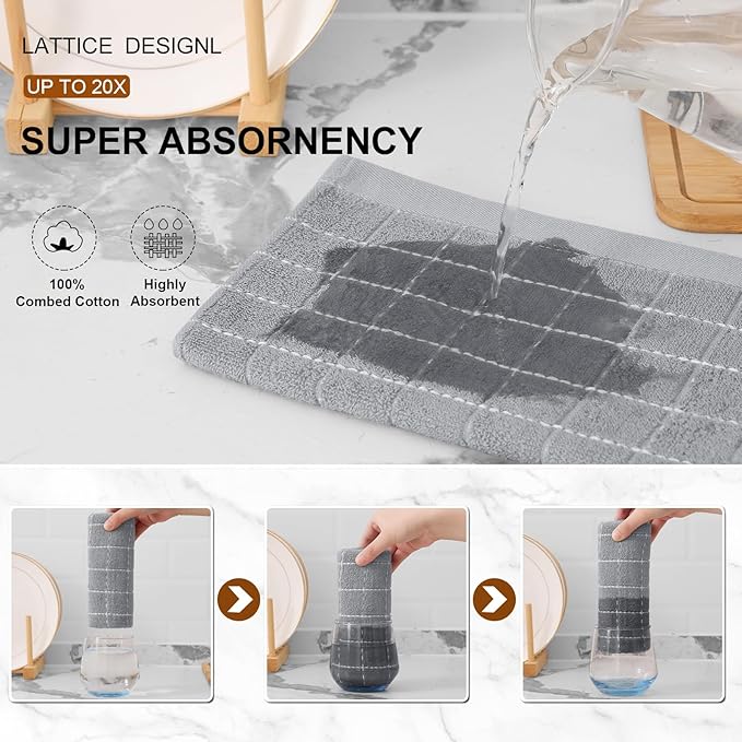 Mordimy 100% Cotton Terry Cloth Kitchen Towels, Super Soft and Absorbent Dish - Image 3