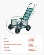 VEVOR Rolling Garden Cart with Seat, Metal Rolling Garden Work Seat with Wheels, Supports up to 400 LBS, Heavy Duty Gardening Cart Scooter, Outdoor Wagon & Stool on Wheels for Lawn, Patio, Backyard - Image 7