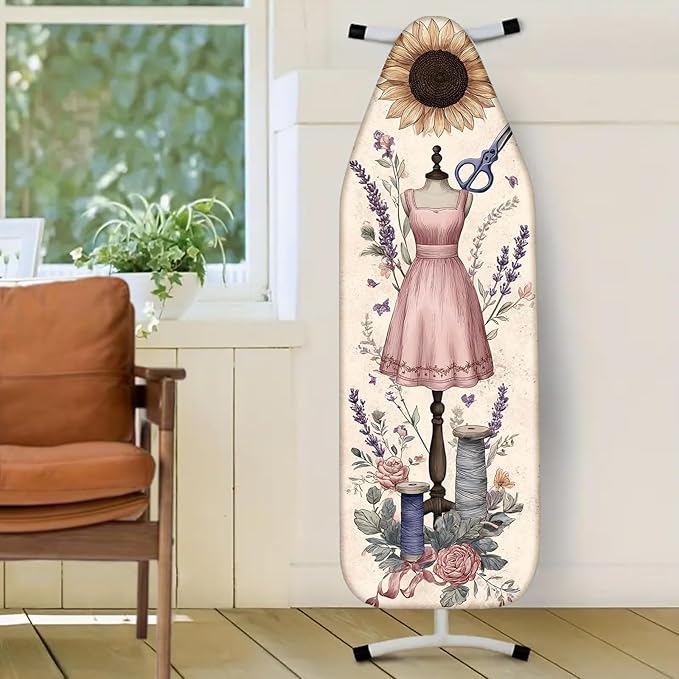 Nuxovilar Sunflower & Sewing Mannequin Pattern Ironing Board Cover, 15×54 inch - Image 2