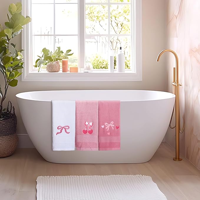 3 Pcs Bow Heart Hand Towels for Bathroom Embroidered Bathroom Towels Farmhouse - Image 5