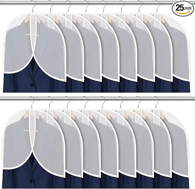 25 Pcs Shoulder Covers for Hanging Clothes, 24 x 17 Inch Plastic Garment Cover by Unknown