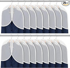 25 Pcs Shoulder Covers for Hanging Clothes, 24 x 17 Inch Plastic Garment Cover by Unknown