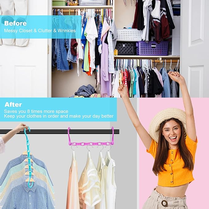 DUCOO 10 PCS Space Saving Hangers, 5-Hole Magic Hangers - Image 6