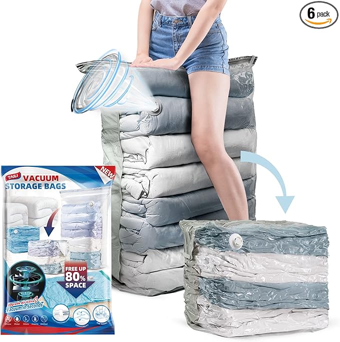 TAILI 6 Pack Vacuum Storage Bags, Jumbo Cube, Extra Large Vacuum Seal Bags by TAILI