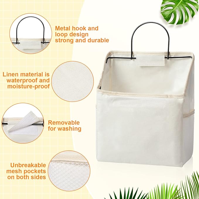 Chumia 6 Pack Wall Hanging Storage Basket Bathroom Closet Hanging Storage Bag - Image 4