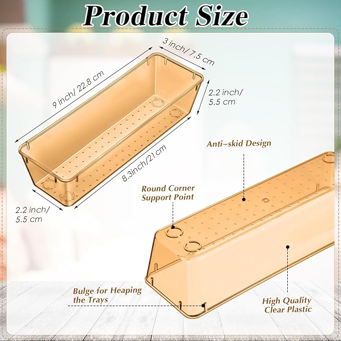 Maitys 12 Pcs Clear Drawer Organizer 9 x 3 x 2 Inches Plastic Rectangle Trays - Image 2