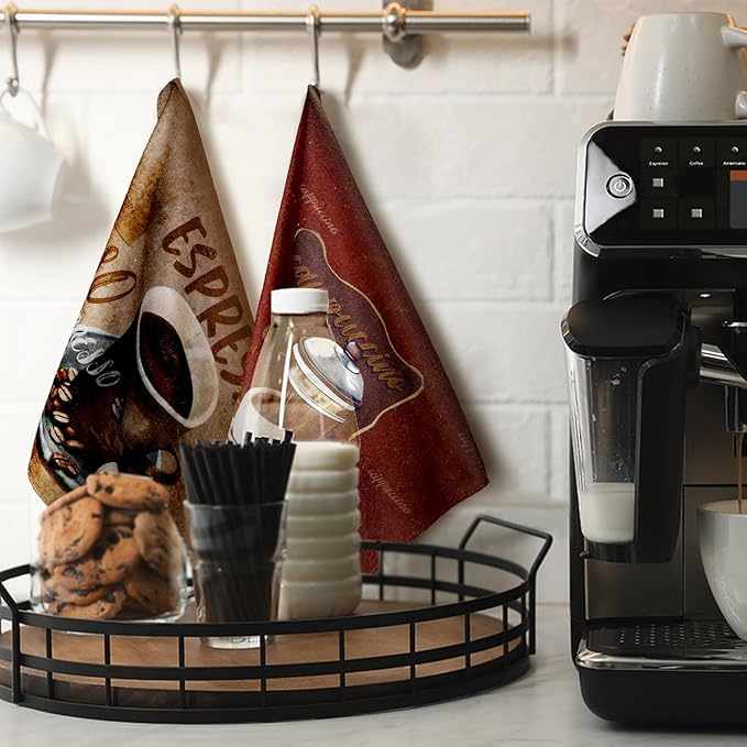 Boyiee Set of 6 Coffee Kitchen Towels Brown Dish Towels 24 x 16 Inches - Image 3