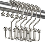 Titanker Shower Curtain Hooks Rings, Rust-Resistant Metal Double Glide Shower by Titanker