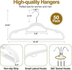 Plastic Hangers 50 Pack, 16.5 in Heavy Duty Clothes Hangers - Image 2