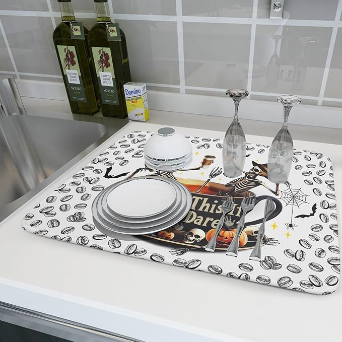 Skull Dead Coffee Mat Funny Dish Drying Pad - Image 6